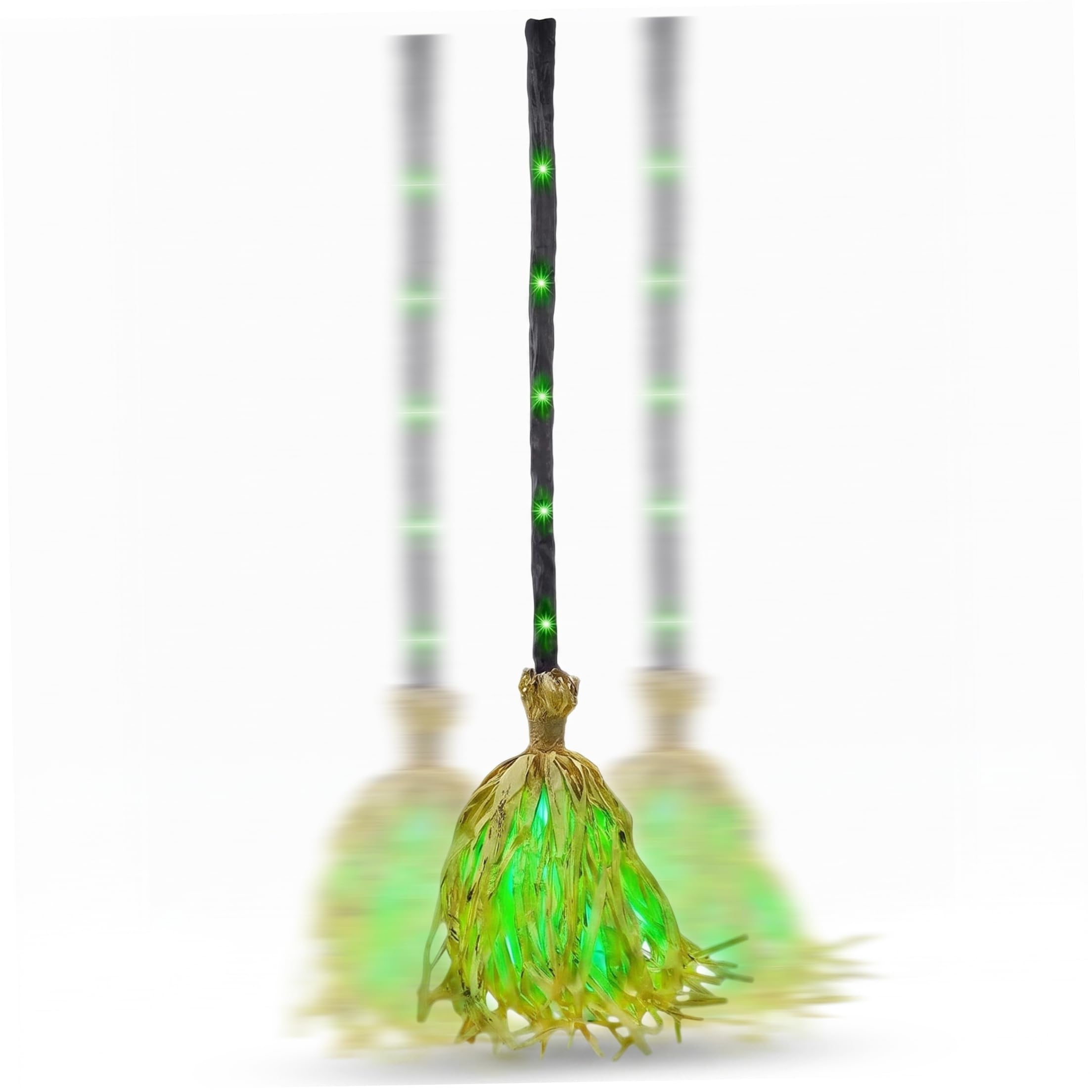 Halloween Animatronics 35" Animated Witches Broom With Moving, Sound & Light-up Effects