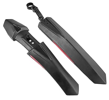 ABC Bicycle Front & Rear Mudguard with Plastic Clamp Dual Tone, Black Red