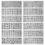 Nail Stamping Plate - Nail Art Plates with 12 Different Themes, Elegant Art Design for Nails Stamps - Stylish Stamping Plates Set to Design Unique Nails for Women, Great as Beauty Gift for Mothers Day
