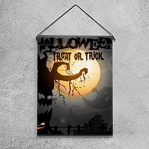 Drapeau de jardin noir Halloween épouvantail 30x45 double face - 4