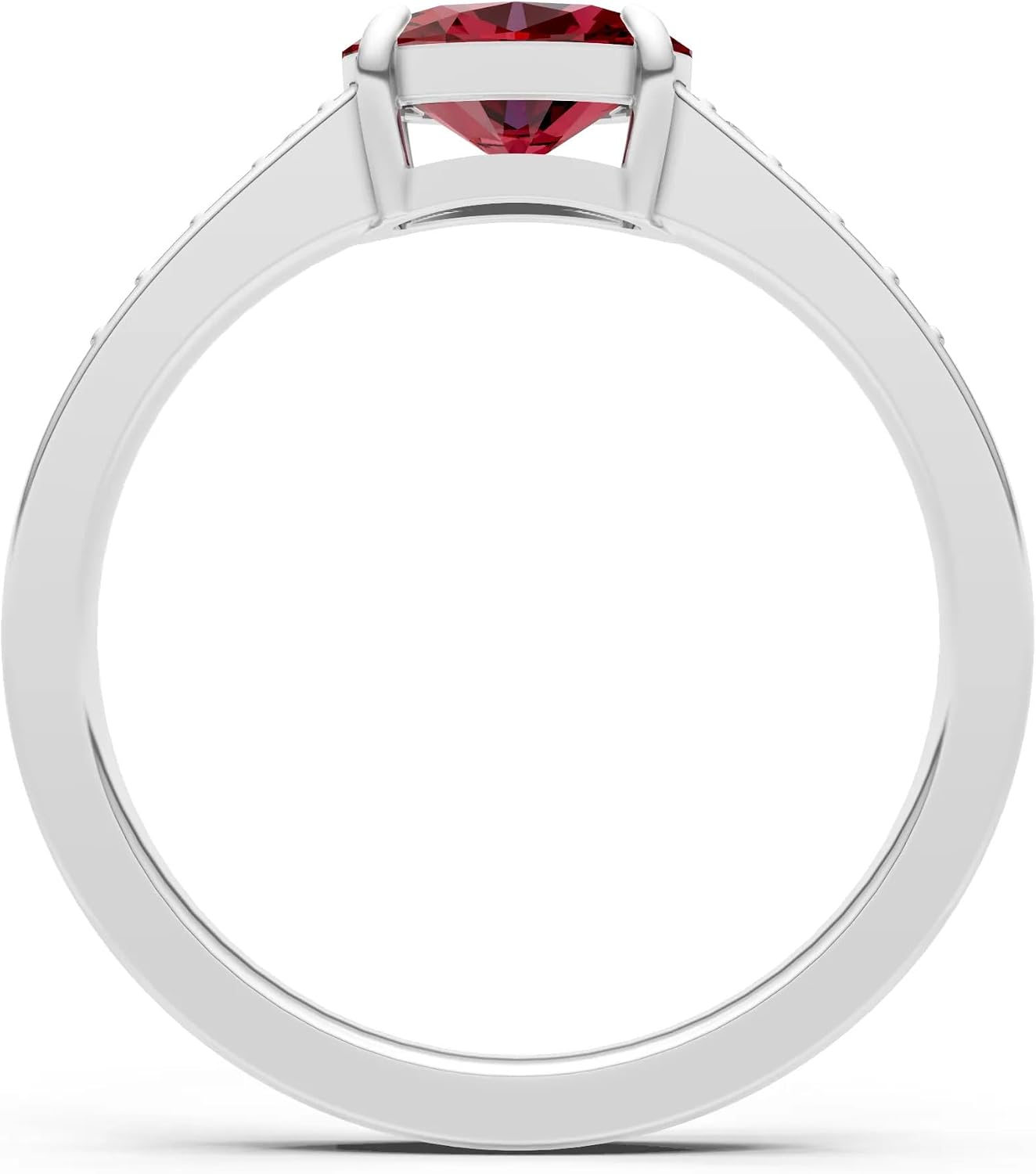 PEORA Oval Cut Garnet Solitaire Band Available in Solid 10K, 14K or 18K Ring – White, Yellow or Rose Gold