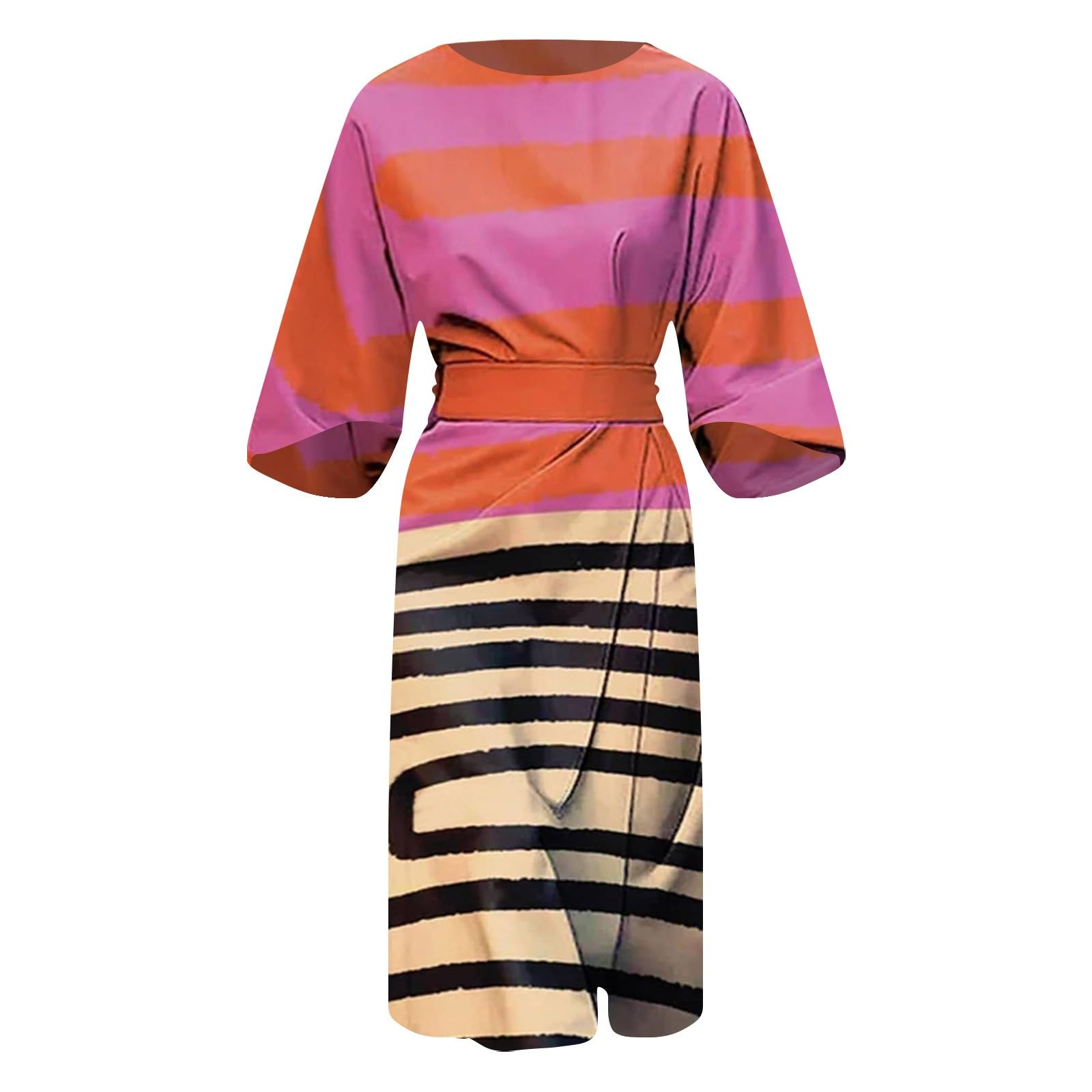 Abito avvolgente da donna, elegante, lungo, bohémien, abito estivo bohémien, maxi abito estivo, leggero e traspirante, maniche a 3/4, abito da spiaggia