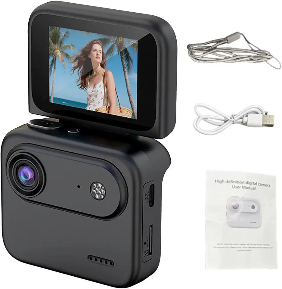Akozon Câmera de Ação Esportiva 4K Com Estabilização de Imagem e Câmera Com Tela Flip de 2 Polegadas para Ciclismo e Esportes de Ação