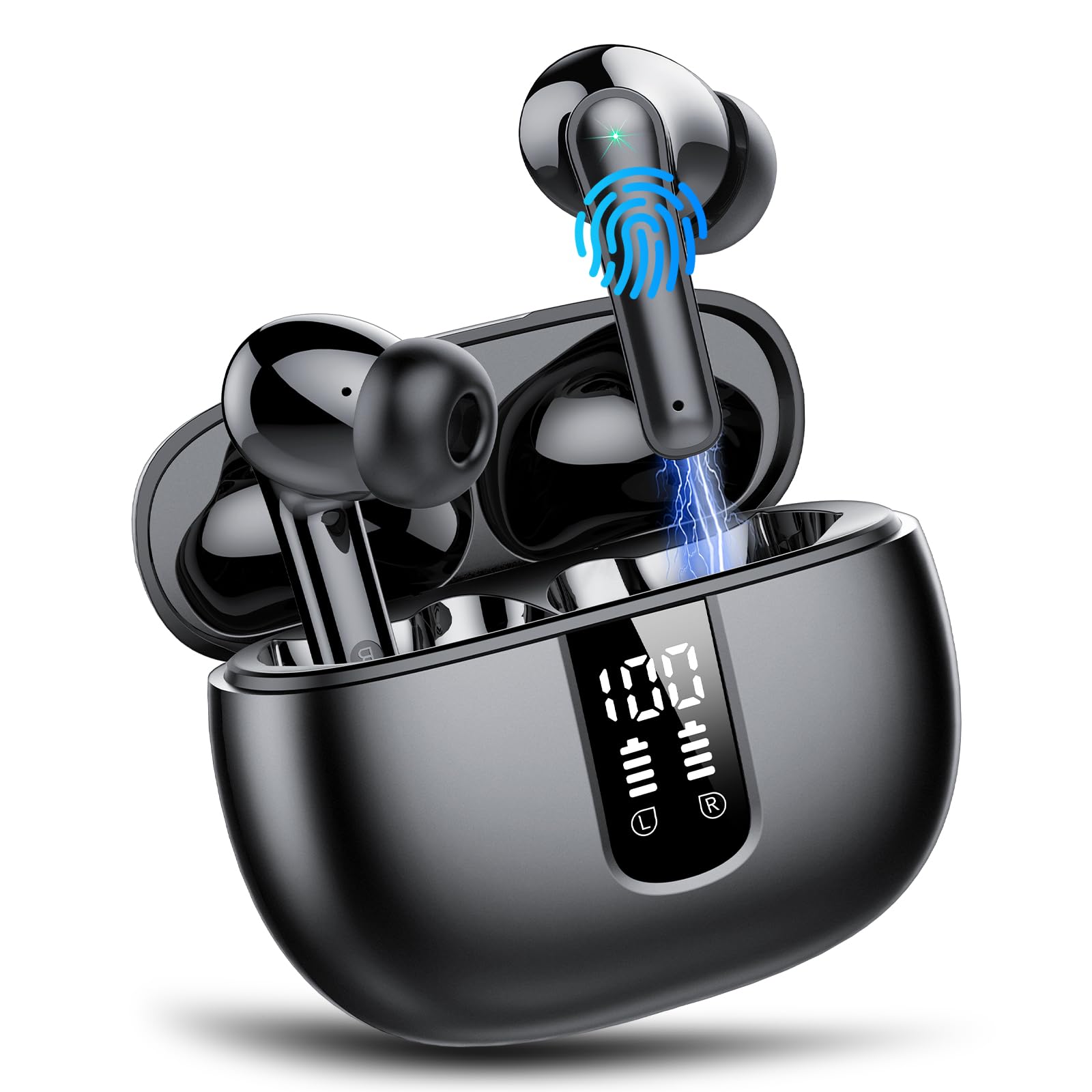 Kopfhörer Kabellos Bluetooth, Bluetooth Kopfhörer 5.4, 50 Std Spielzeit | In Ear Kopfhörer Bluetooth mit LED Anzeige, Tiefer Bass mit 4 ENC Mic, IPX7 Wasserdicht Kopfhörer für Arbeit/Studium/Sport