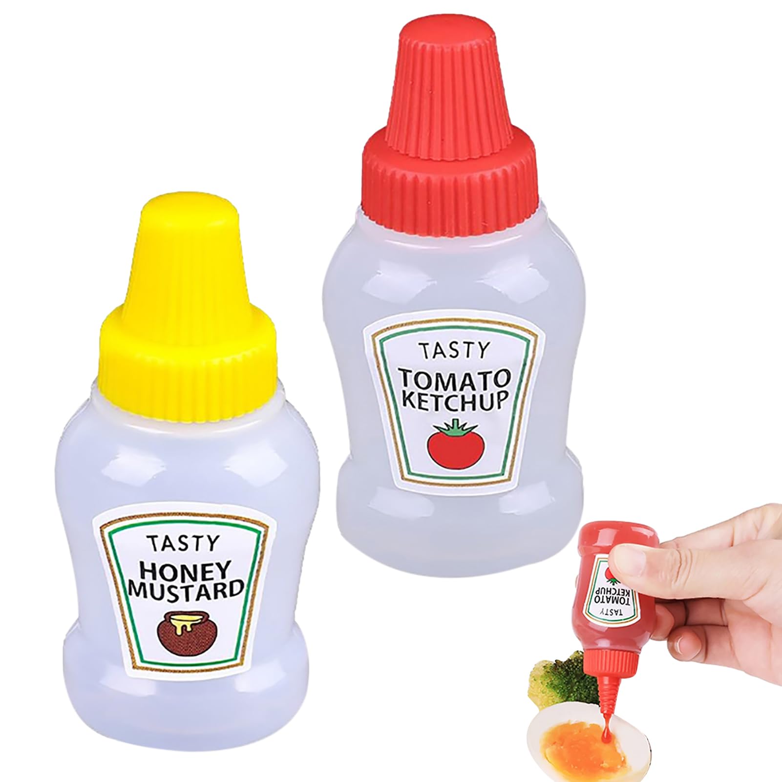 Zceplem Squeeze Bottles, 25ml Ketchup Bottle, Salad Dressing Container For Lunch, Sauce Bottles Squeeze Containers Bottle Portable Condiments Jars For School (2)