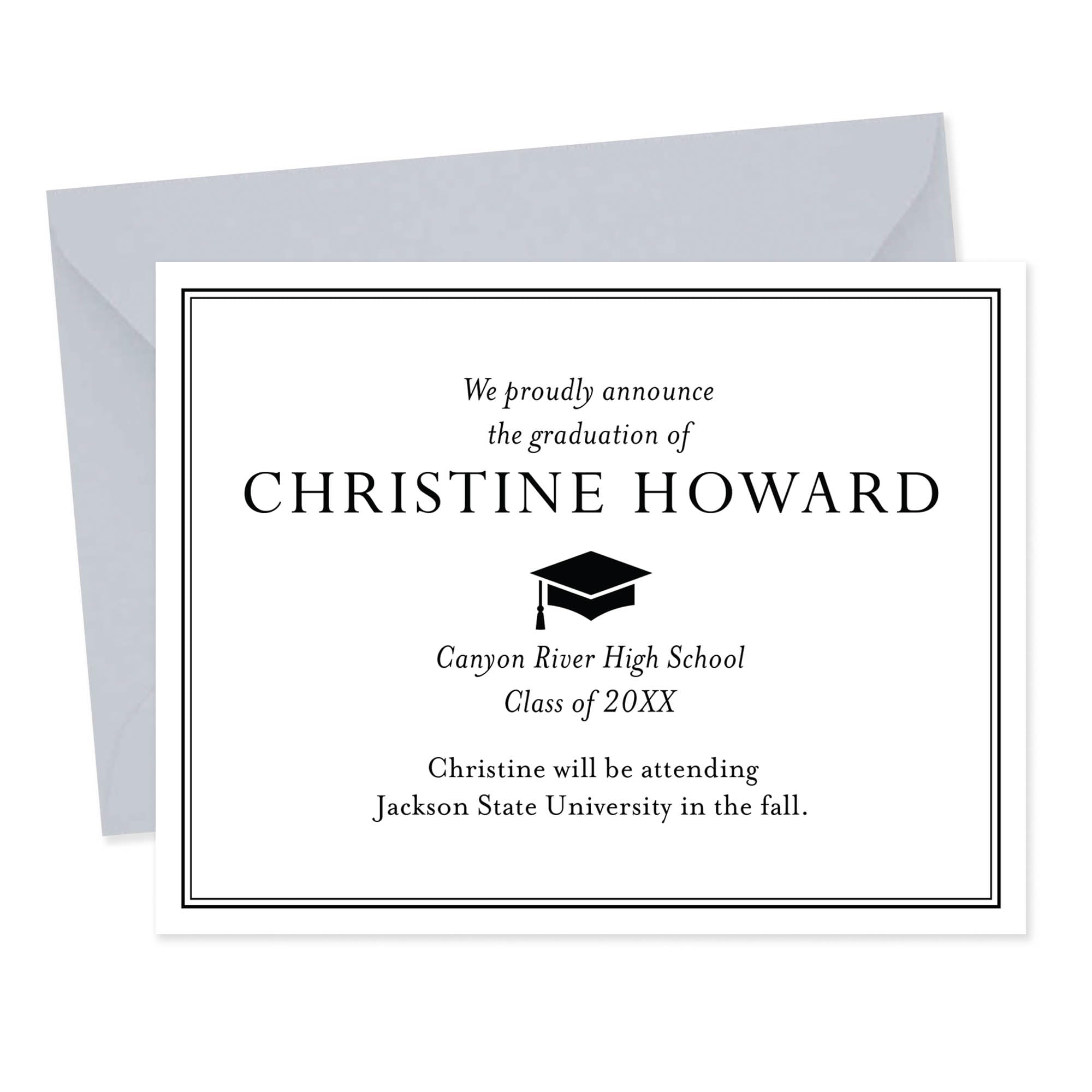 Hello Love Goods Black and White Graduation Announcements