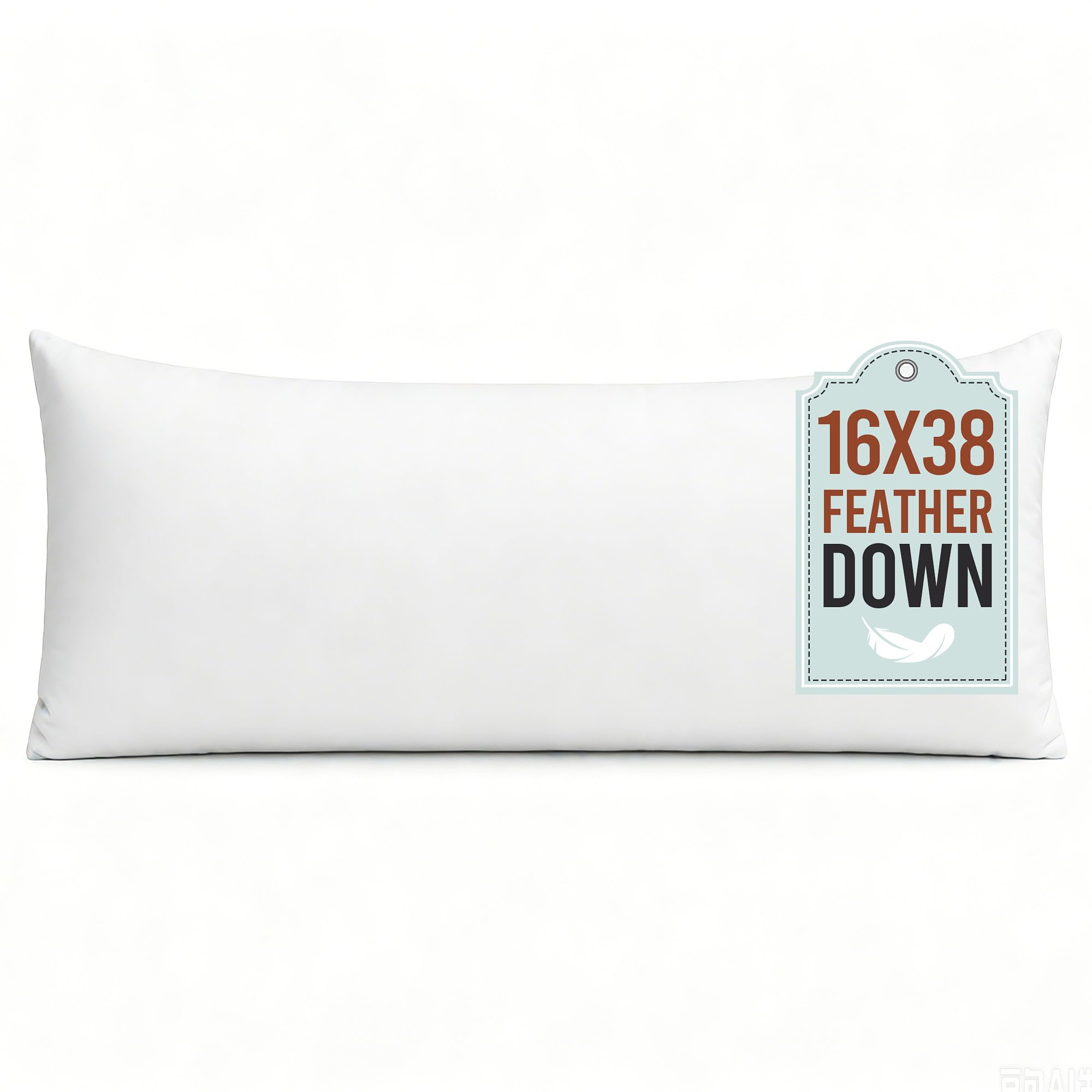 puredown® 16x38 Feather Down Pillow Insert, Set of 1 Large Lumbar Pillow Inserts for or Bed Cushion Couch Sofa, Decorative Long Pillow Insert with Down-Proof Cover