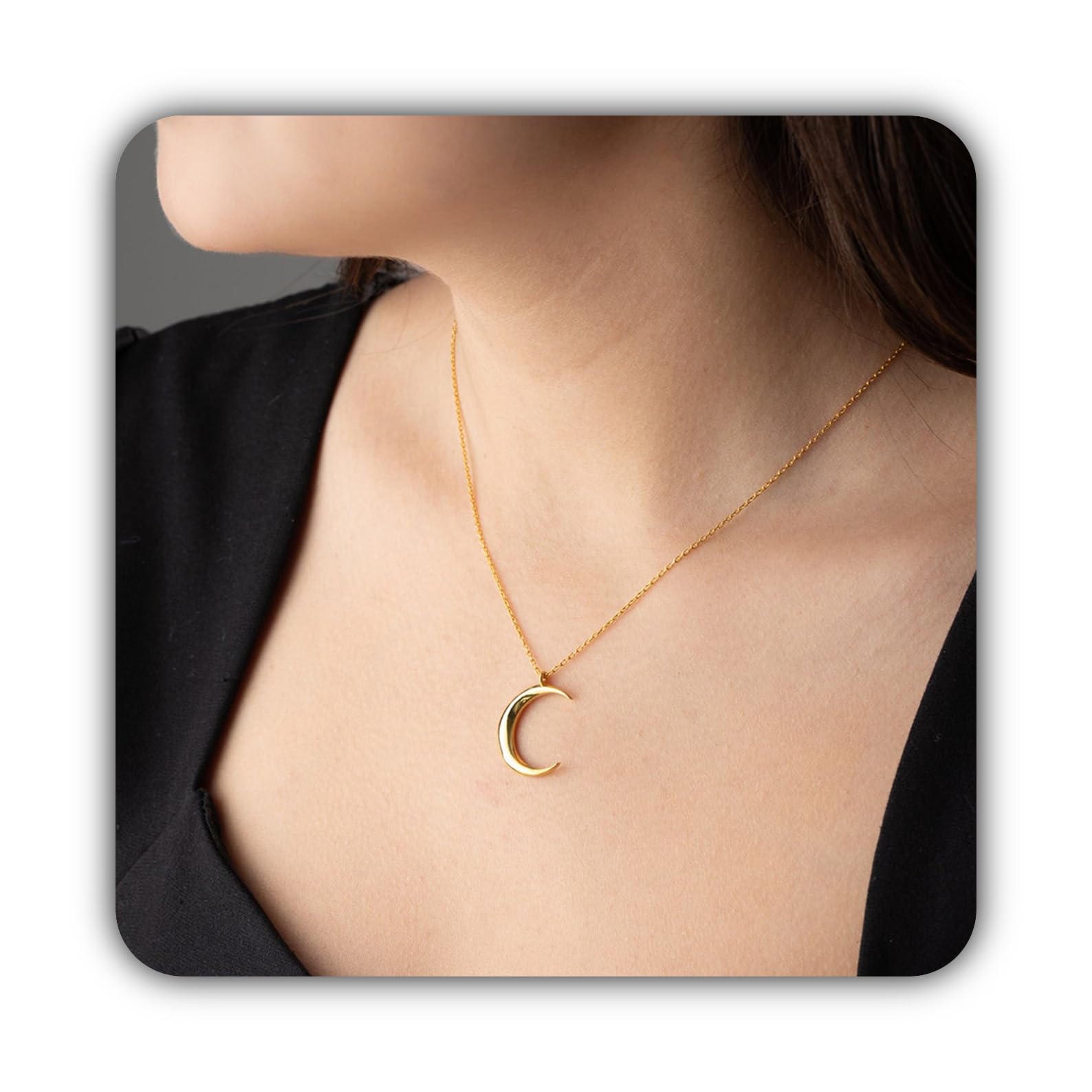 Delicato oro mezzaluna luna collana per donne, gioiello per luna oro argento ciondolo, Stile quotidiano