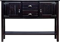 Vista 5 de LKTART Mesa consola de madera maciza estilo granja, mesa de sofá con cajones de almacenamiento y estantes, mesa de entrada para entrada, pasillo