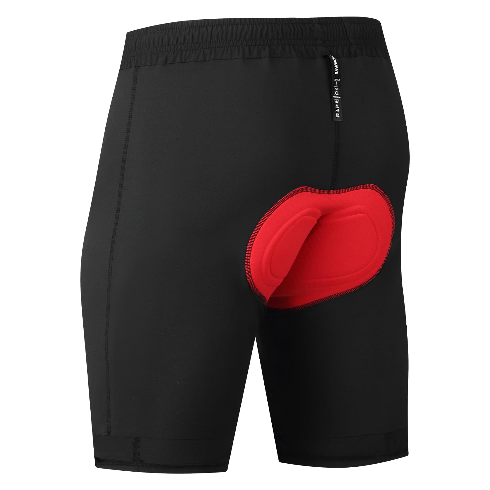 WOSAWE Męskie spodenki do roweru górskiego, workowate, 2 w 1, oddychające, wyściełane spodenki rowerowe 4D, do wędrówek, biegania, wyścigów, treningu, Czarny, M