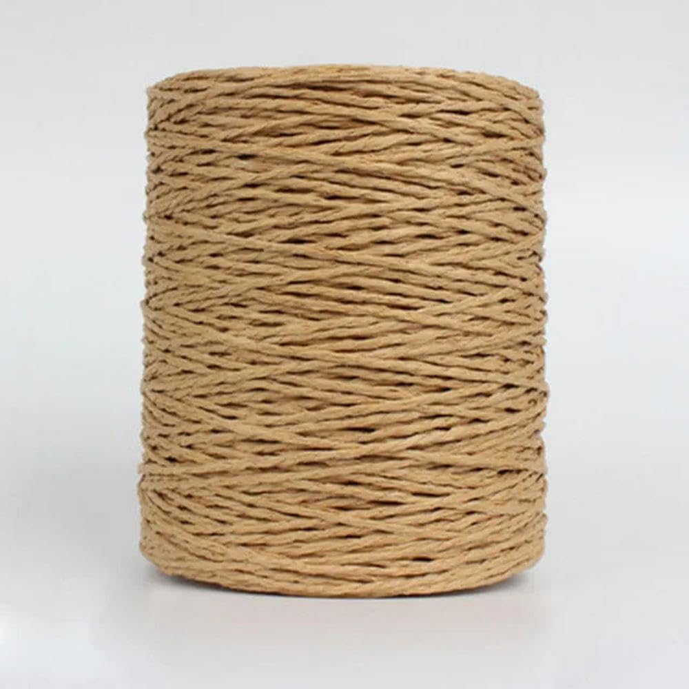 Wstążka papierowa z rafii 460G do przędzy dziewiarskiej DIY | Szydełkowanie słomy, ekologiczna wstążka do pakowania dla rzemiosła(Light Tan)
