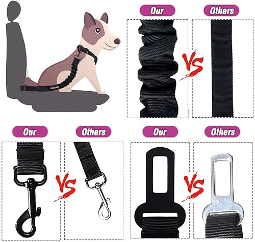 Miniatura 4 de COOYOO cinturón de seguridad retráctil y ajustable para perro, juego de 3 piezas, cinturón de nailon para vehículo, para que tu mascota esté segura,