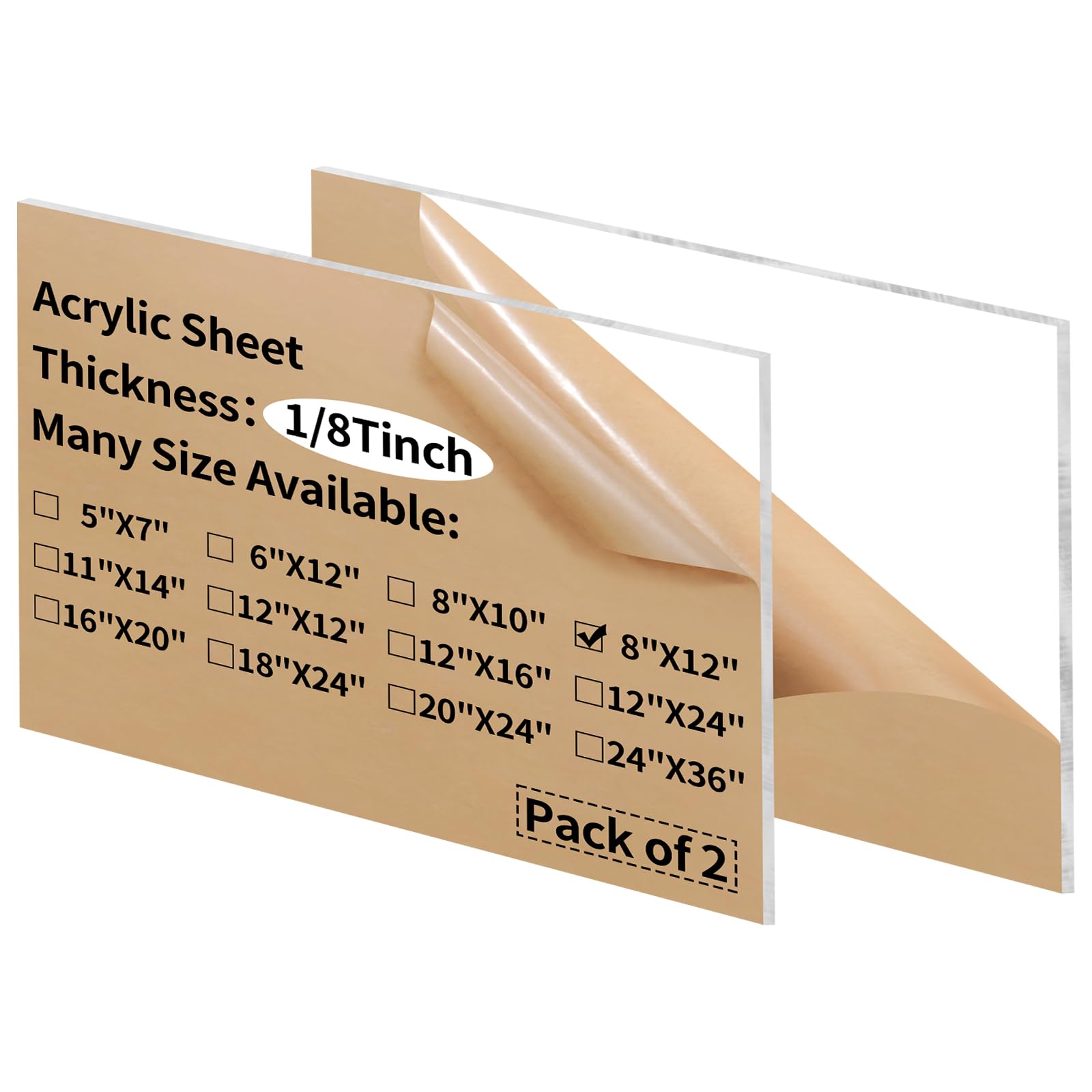 Clear Acrylic Sheets - 2 Pack 12x16 -15
