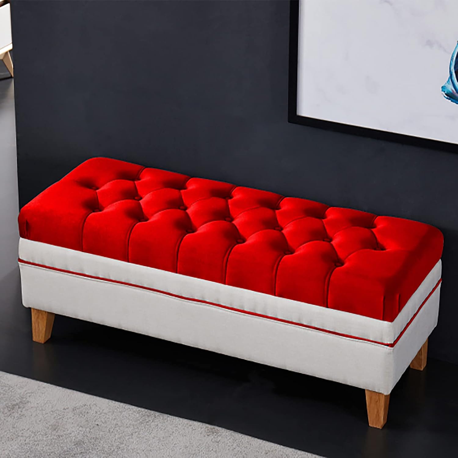 Shoe Storage Bench Ottoman Storage Benches Large Capacity Storage Ottoman Bench, Modern Home Liiving Room Bedroom Footrest Multifunction Bench,Velvet Upholstered End of Bed Bench W