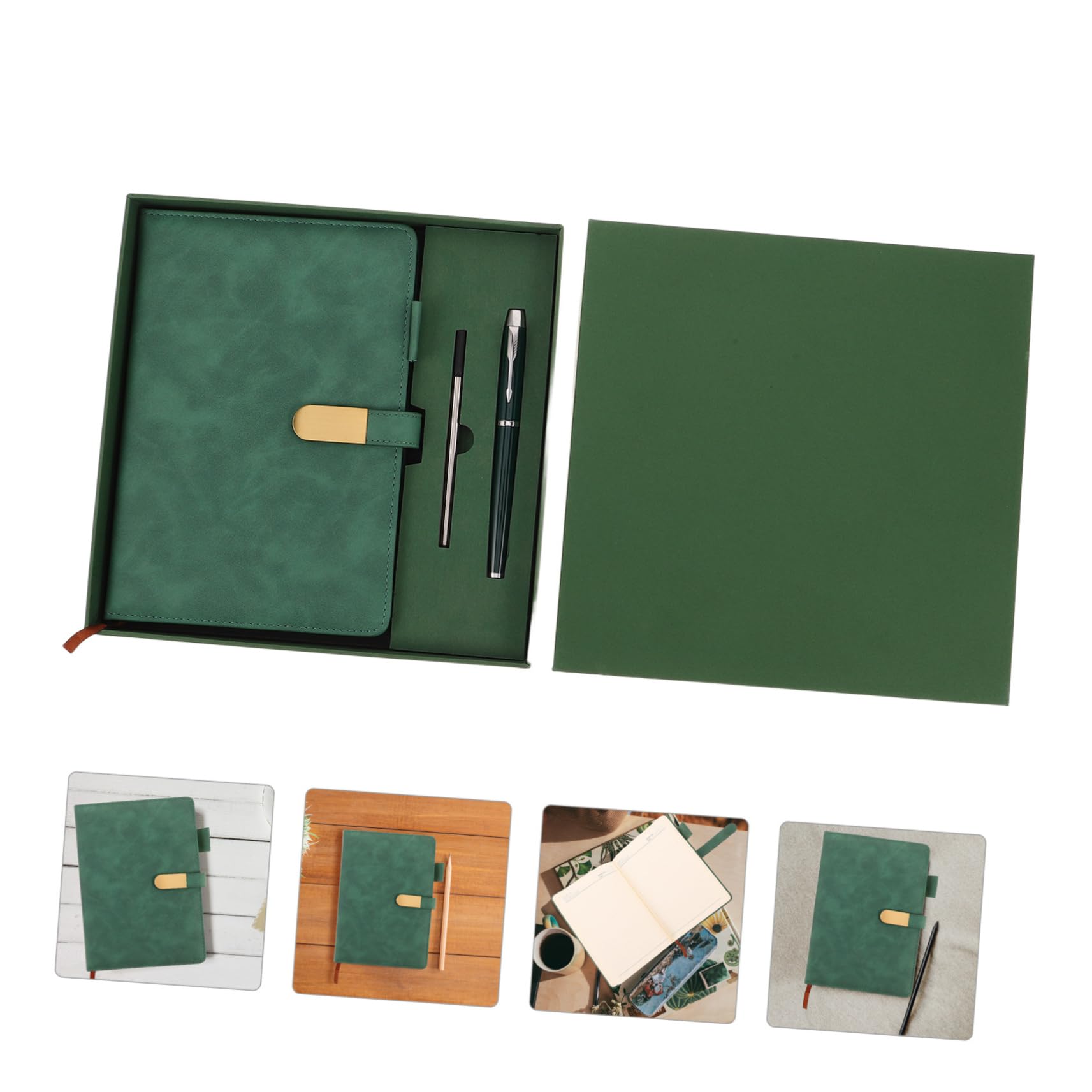 DOITOOL Cuaderno de Diario de Negocios A5 Verde con Bolígrafo y Caja | Cuaderno de Notas de Reuniones, Papel de Escritura Suave, Decoracion Colegio, Material de Oficina y Escolar