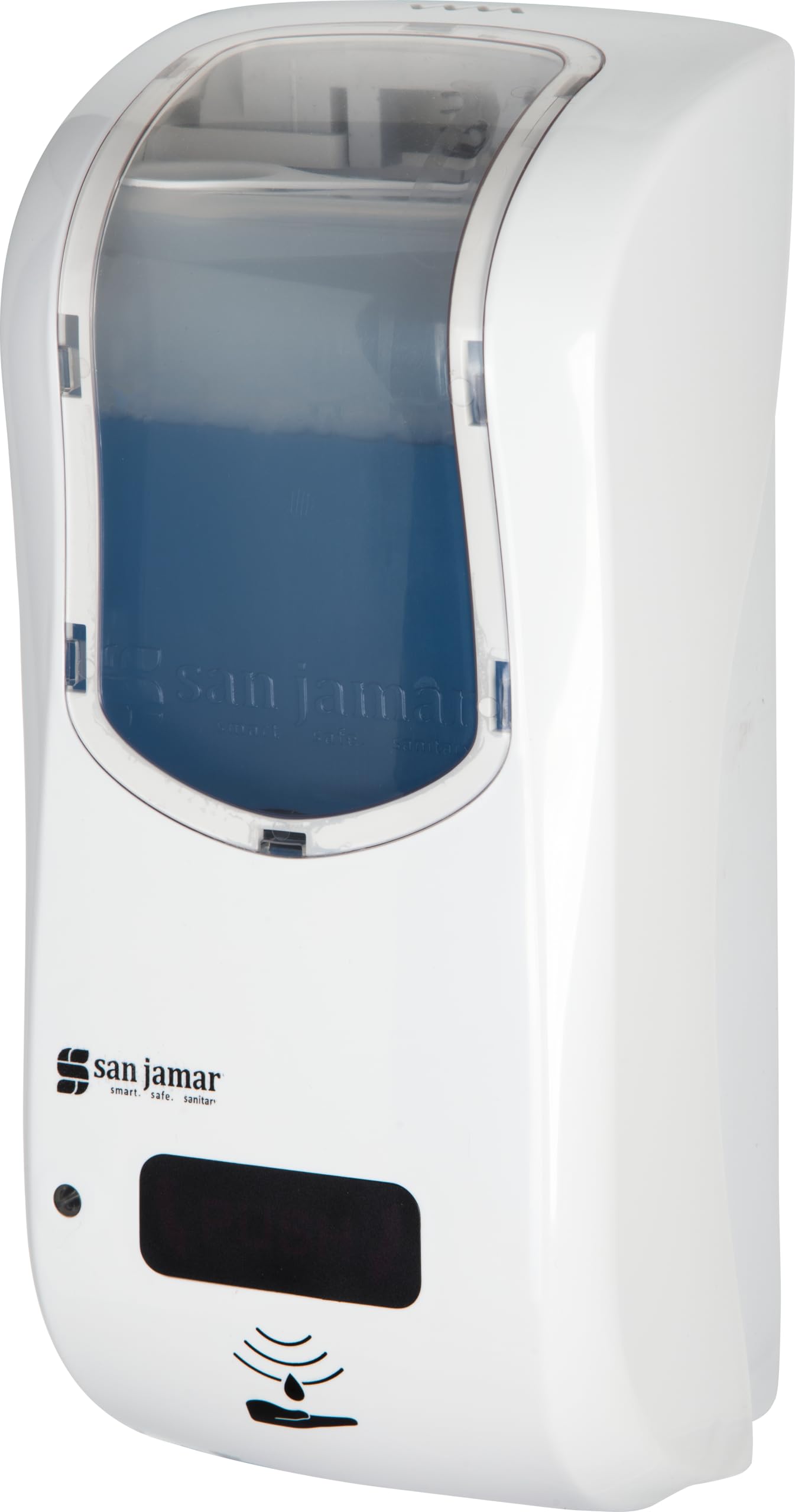 San Jamar SHF970WHCLK - Dispensador híbrido, color blanco y transparente