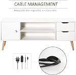 HOMCOM Meuble TV pour Téléviseurs jusqu'à 50 po Écran Plat, Cabinet TV avec Étagères de Rangement, 2 Tiroirs et Trou pour Câble, Centre de Divertissement Moderne pour Salon, Chambre, Blanc