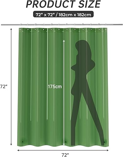 Miniatura 7 de AmazerBath Forro de cortina de ducha, 72 x 72 pulgadas, forro de cortina de ducha verde pino transparente, forro de cortina de ducha de plástico
