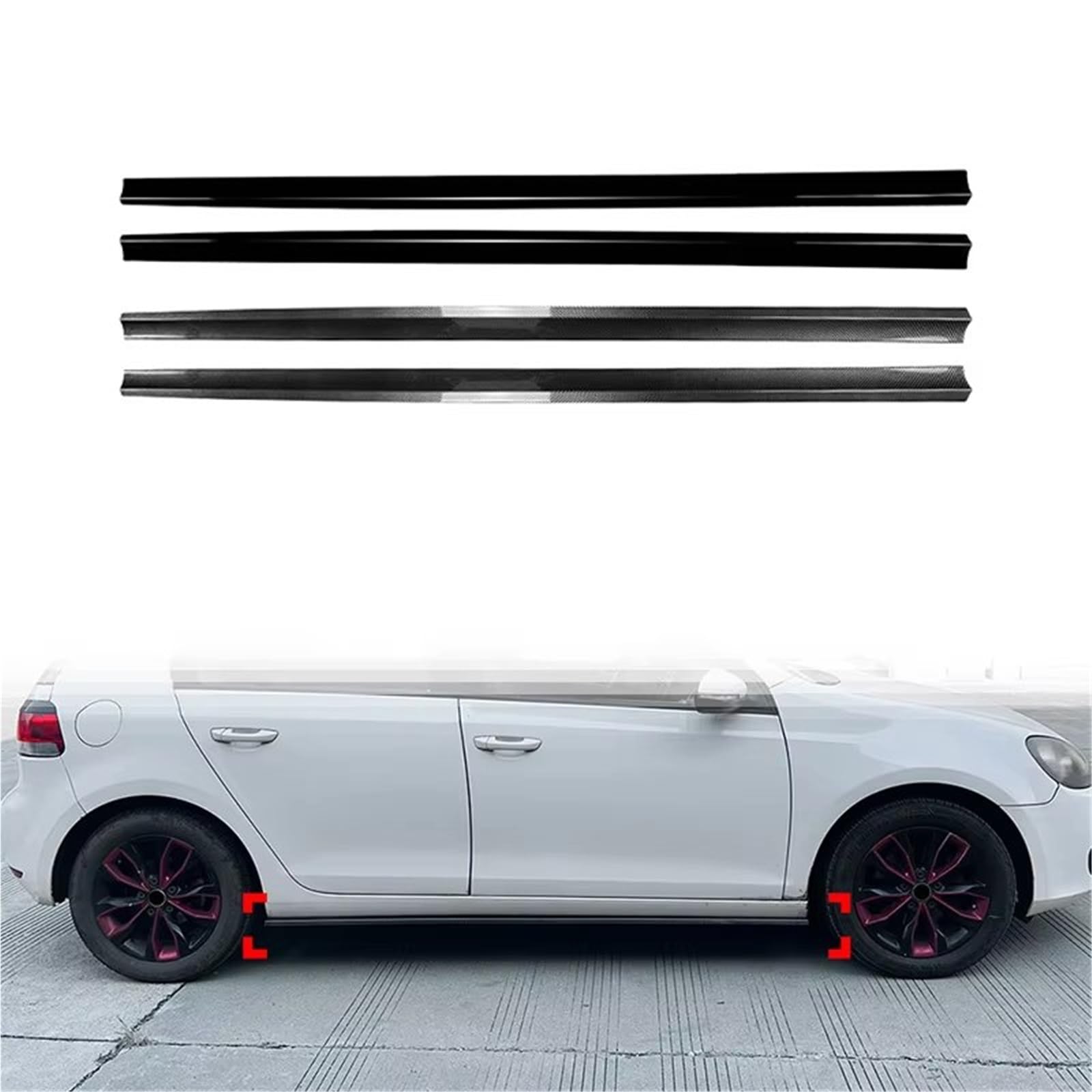 Aufsatz Seitenschweller Auto Stoßstange Winglet Zubehör Splitter Lip Seite Röcke Erweiterung Für VW Für Golf 6 MK6 2008 2009 2010 2011 2012 Auto-Seitenschweller