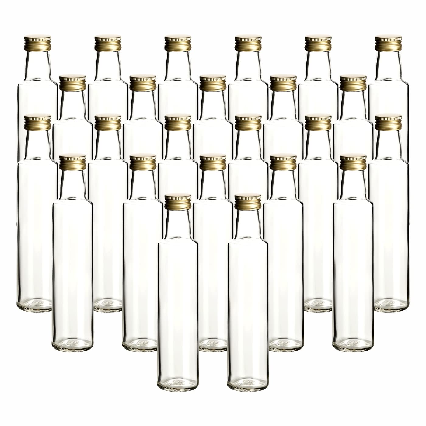 gouveo Set van 24 glazen flessen 40 ml Dorica met schroefdop zilver - minifles 0,04 l om te vullen - glazen flessen voor likeur, olie of om te knutselen (DFT040S gouveo Set van 24 glazen flessen 40 ml Dorica met schroefdop zilver - minifles 0,04 l om te vullen - glazen flessen voor likeur, olie of om te knutselen (DFT040S