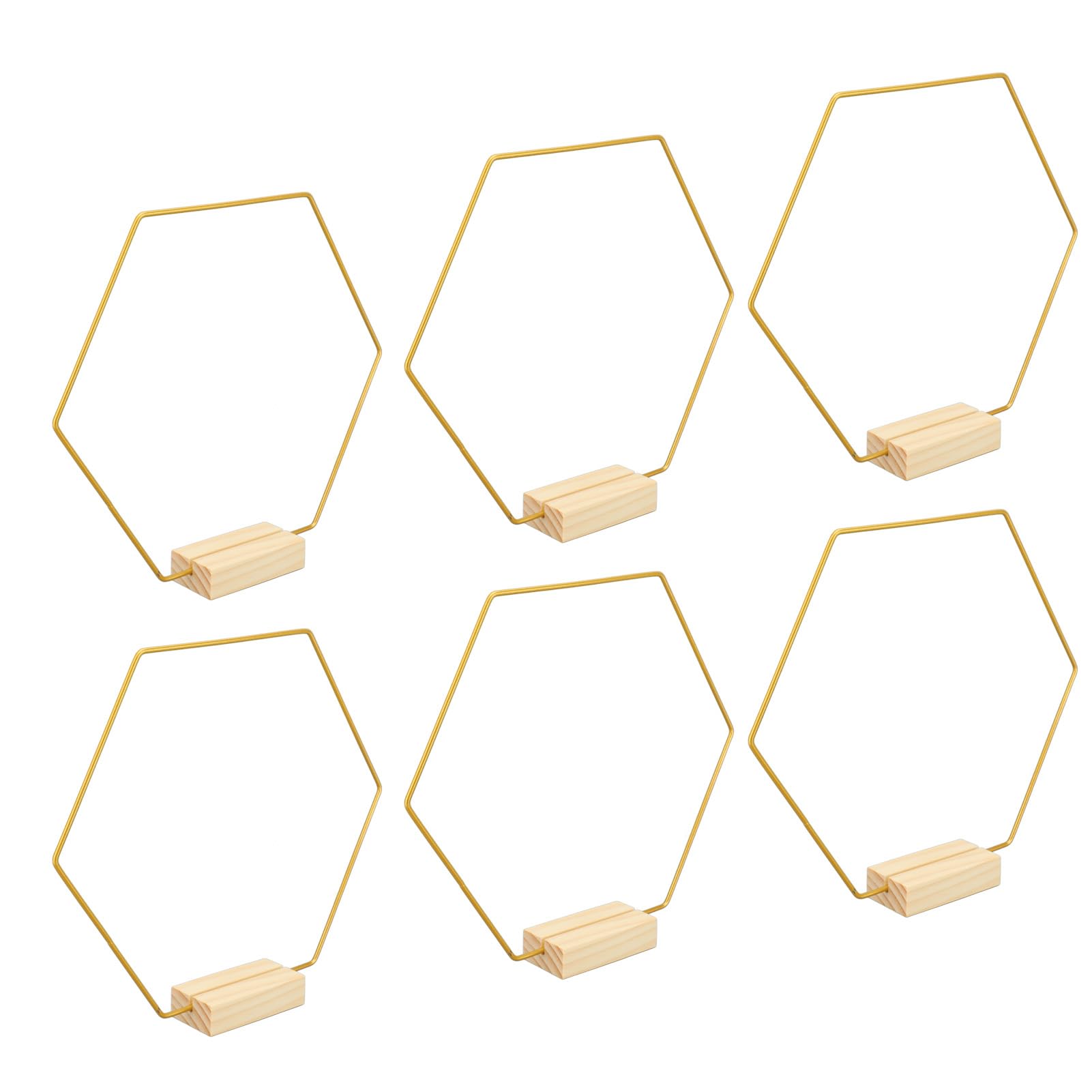 Yctze 15pcs Gold Hexagonal Floral Hoop Centress avec des Supports en Bois pour la Décoration de Mariage, l'artisanat de Bricolage et les Créations de Macrame