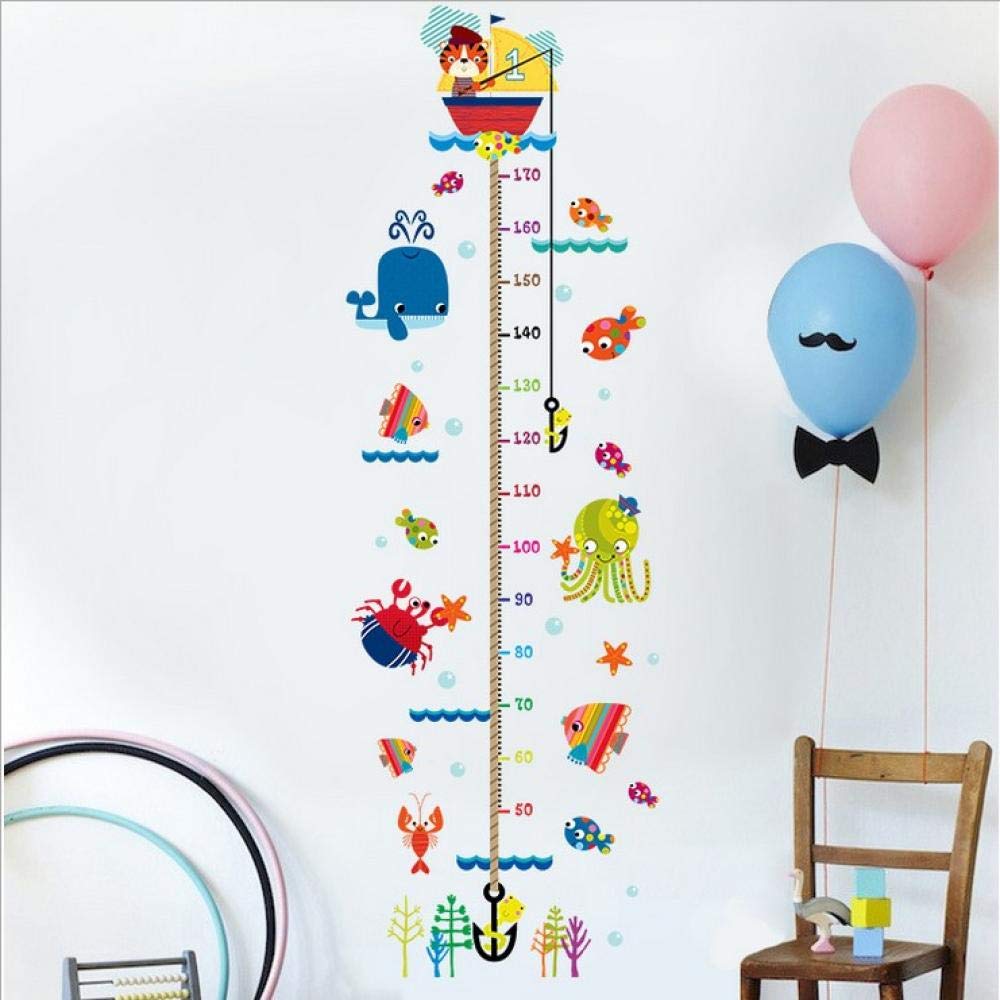 Cartoon Giraffe Elephant Measuring Height Wall Sticker Baby Height sticker-9268 Kitten Fishing_Big