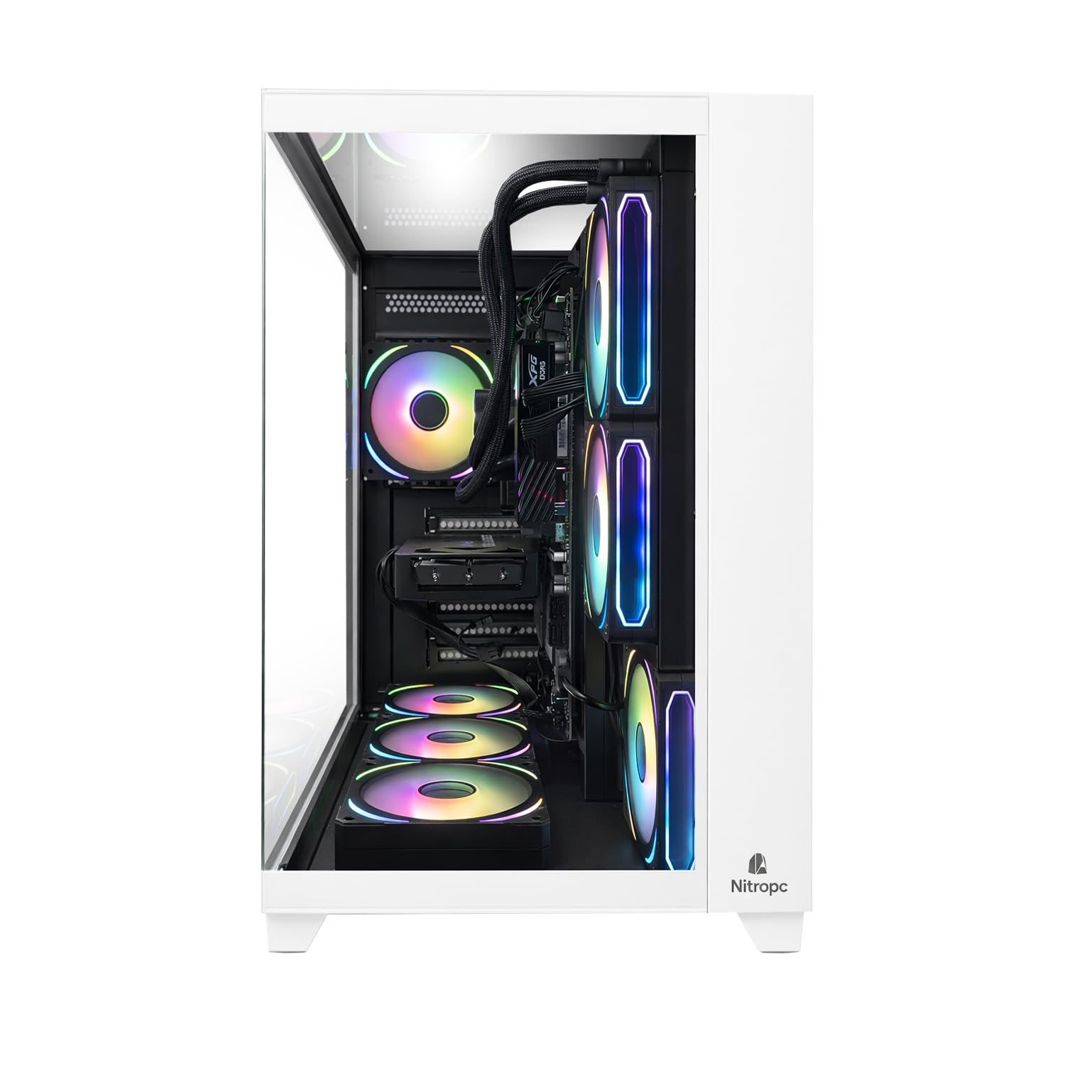 NitroPC - Pack Extremo | PC Gaming Completo (AMD Ryzen 7 5800X 3.8GHz, RTX 5060 8GB, RAM 32GB, M.2 1TB, Windows 11 Pro, RGB | WiFi, Monitor 24", Teclado, ratón, Auriculares) PC sobremesa (Blanco)