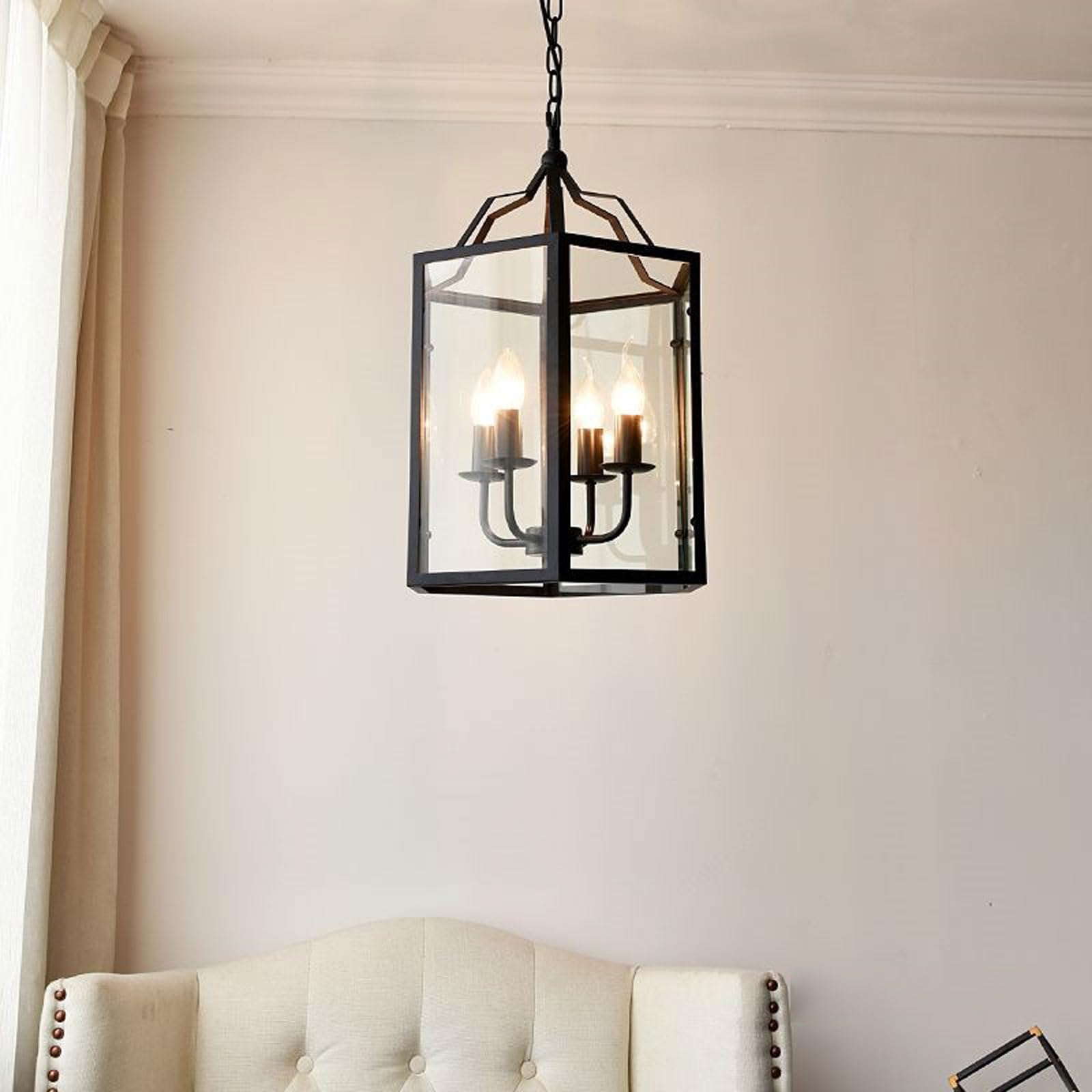 Lampada a sospensione industriale a 3 teste, gabbia in metallo nero opaco, stile rustico, lampadario geometrico a sospensione per isola cucina, sala da pranzo e aree reception.