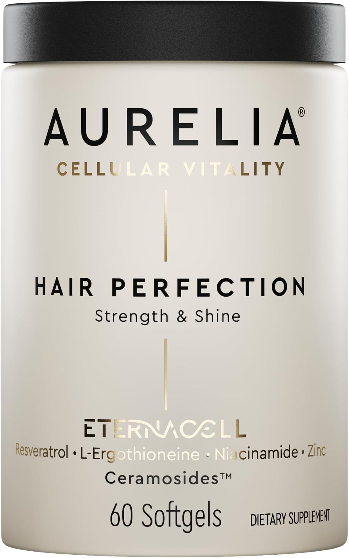 AURELIA Hair Perfection | Advanced Cellular Anti-Aging Supplement | Support Hair Growth | with Zinc, Resveratrol, Niacinamide, Ergothioneine & Ceramosides