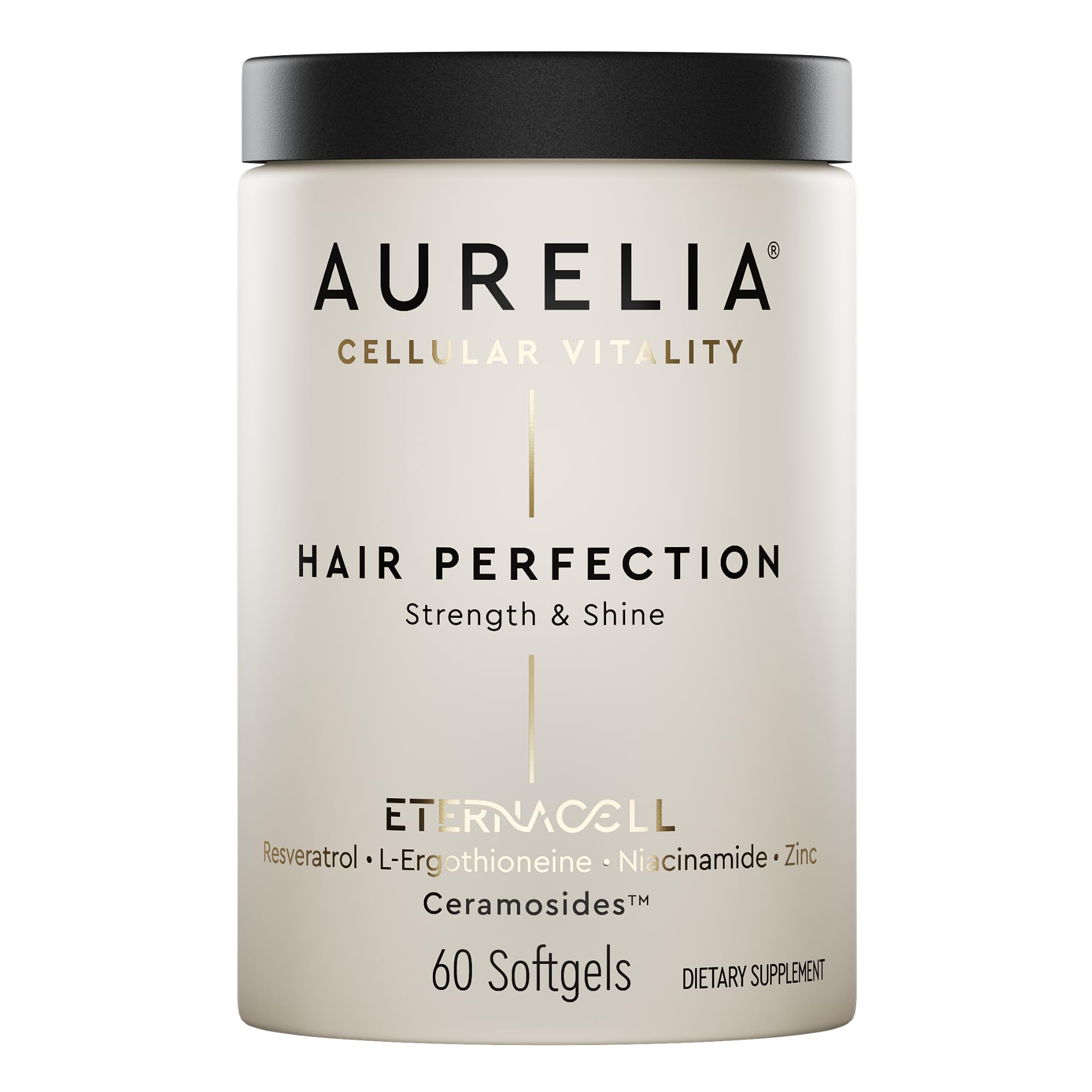AURELIA Hair Perfection | Advanced Cellular Anti-Aging Supplement | Support Hair Growth | with Zinc, Resveratrol, Niacinamide, Ergothioneine & Ceramosides