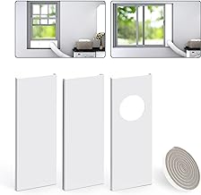 Flehomo Dryer Vent Window Kit with Insulating Foam Seal Tape, Dryer Vent Kit for Exhaust Hose of 4" Diameter, Adjustable Sealing Panels Kit for Sliding Windows