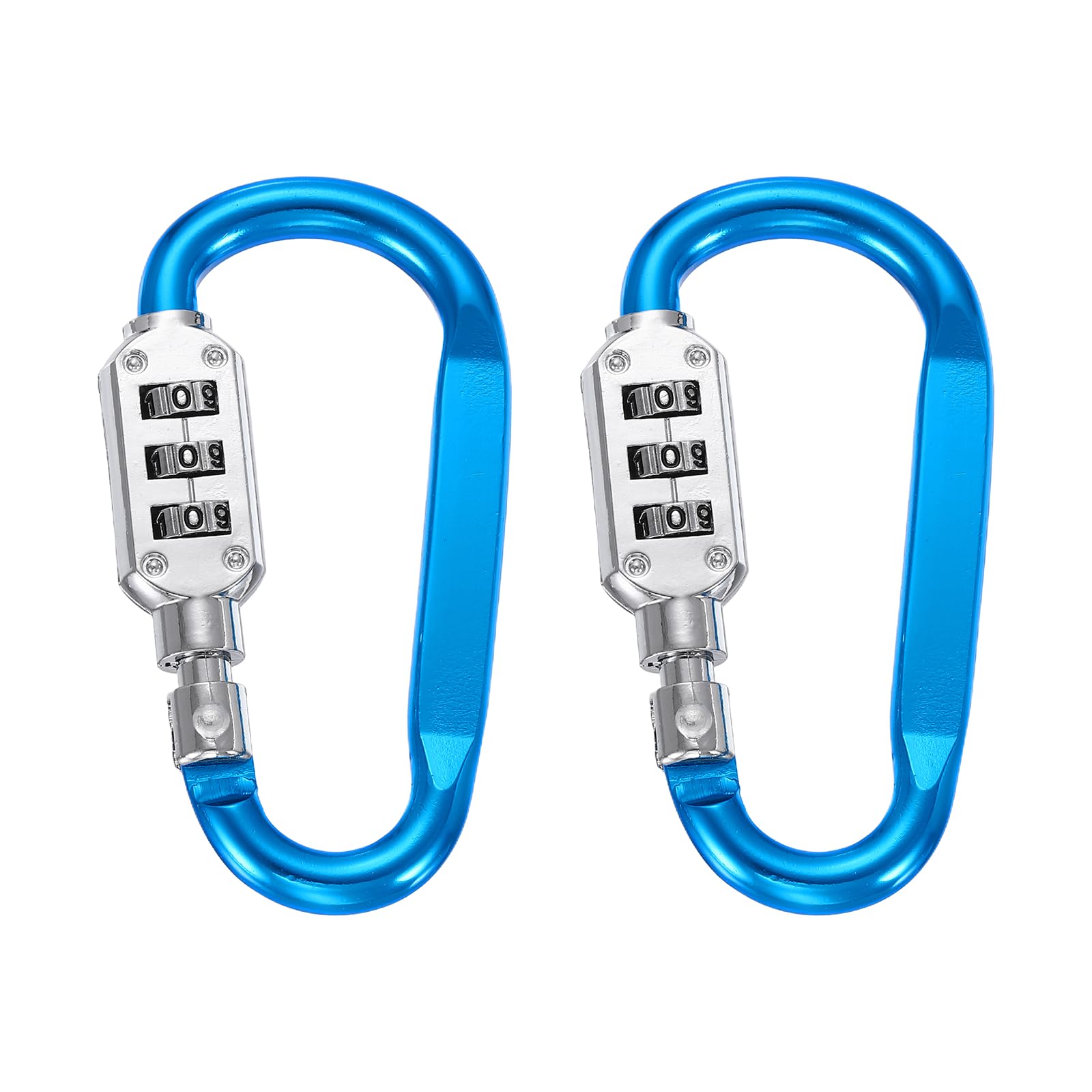 PATIKIL 3 Inch Combination Locks, 2PCS 3 Digit Locking Combination Clip Combo D-Ring Lock for Suitcase Luggage Travel Baggage Backpack Cable Loop Helmet Chain Link, Blue