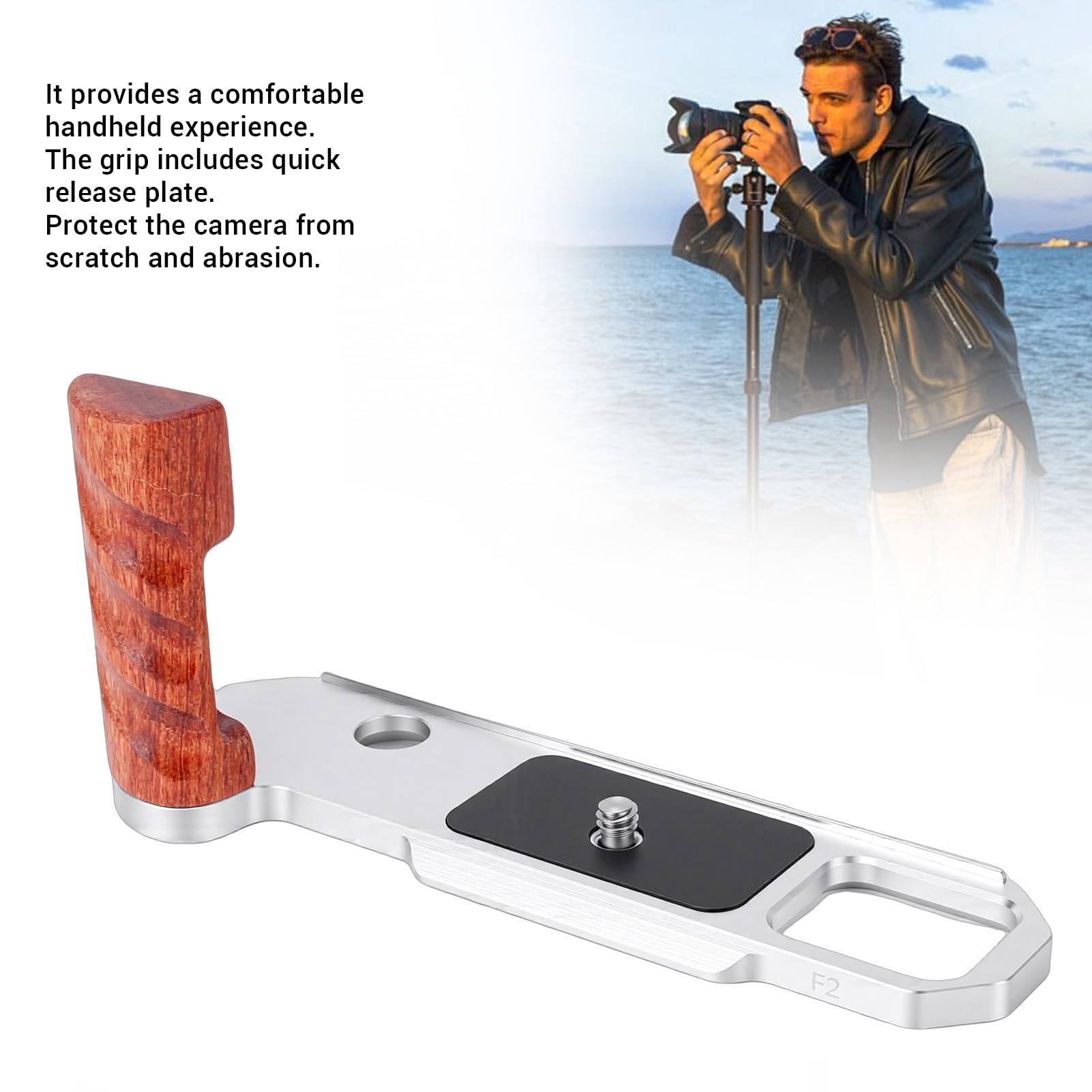Cryfokt L Bracket Hand Grip for F2, F2A, F2S (SILVER) | Piastra a sgancio rapido, design robusto, uso esterno, funzionamento regolare
