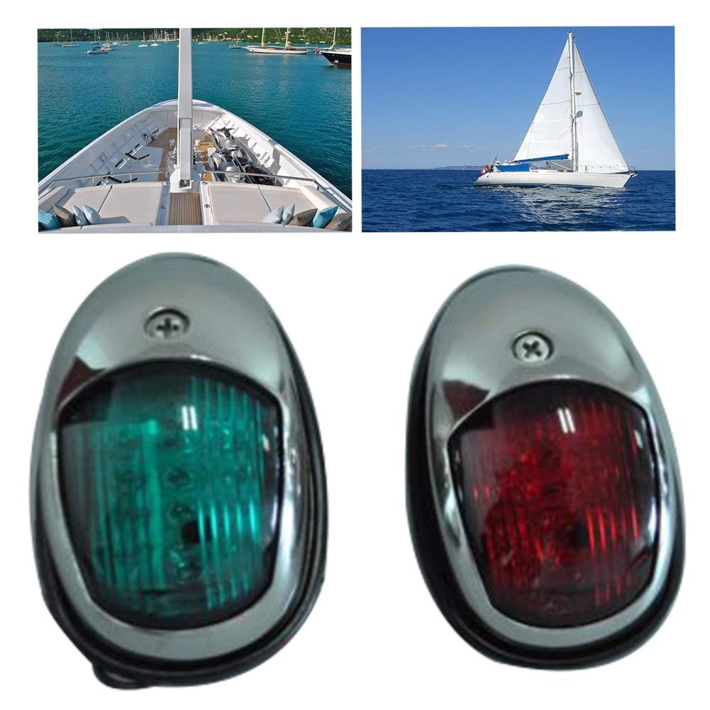SIKUAI 98 * 55 * 35mm Barca Navigazione Marina Prua Luce Vela Lampada LED 1 Coppia Per Touring Pesca Velocità Pontone Barche Acciaio Inox Verde e Rosso