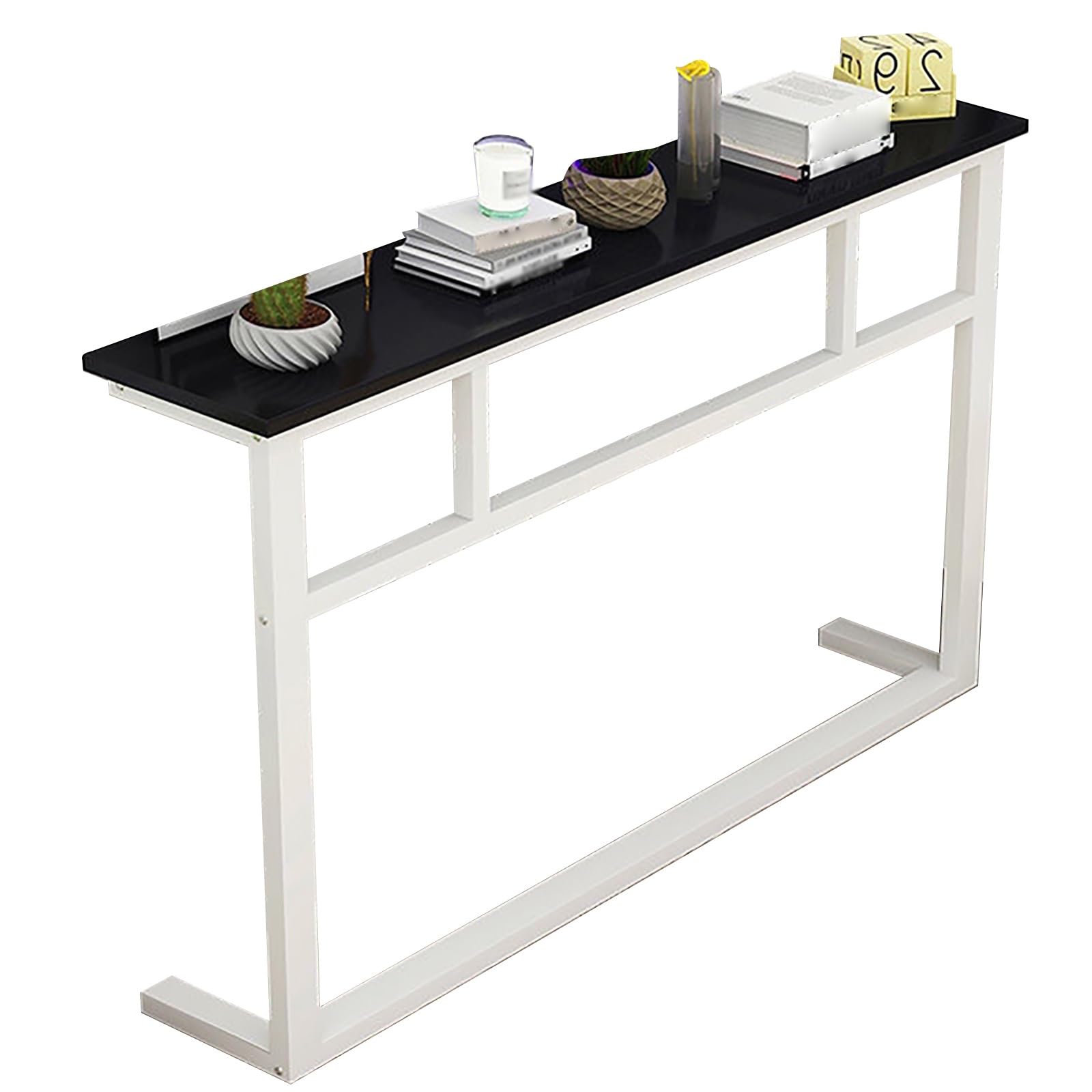 Slim Console Table with Storage - Narrow Sofa Table, Sturdy Steel Frame, Entryway Table for Hallway, Bedside, Radiator Cover (Grey, 140x80x20cm)