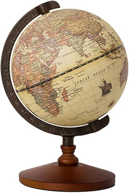 DSFSAEG Geographic Globes, Antique Globe with A Wood Base, Vintage Decorative Political Desktop World for School, Home, and Office