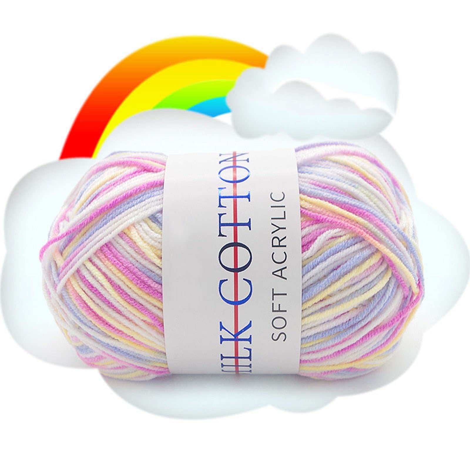 4PCS 50g Knitting Rainbow Wool Yarn Bright Gradient Colorful Super Soft Durable Milk Cotton Chunky Yarn for Crochet DIY Gloves Jumpers Scarf Sweaters Wool Cap (10 Balls,Color 38)
