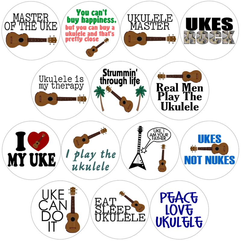 Pack of 14 Ukulele Stickers - Uke Music Humor 3