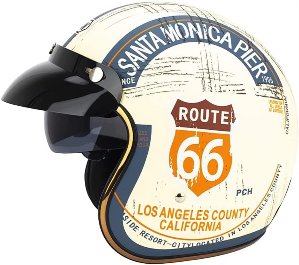 Vvpec Men's 7 Open Face Half Face Motorcycle Motorbike Helmet With Drop Down Sun Visor For Wo Adult Jet Motorbike Crash Helmets Ece/Dot Approved (Color : Size : 59~60Cm)