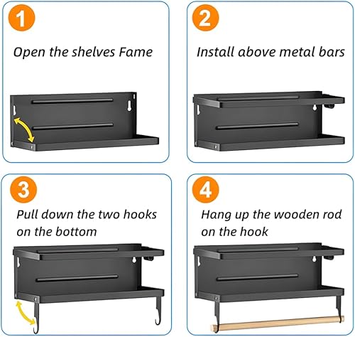Miniatura 9 de Estante magnético para especias para refrigerador, soporte magnético para toallas de papel para refrigerador, estante magnético, 2 ganchos,