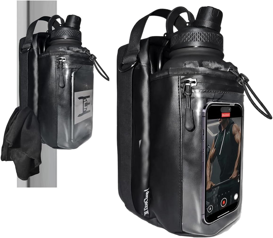 Magnetic Gym Bag with Towel, Bottle Holder & Phone Pocket