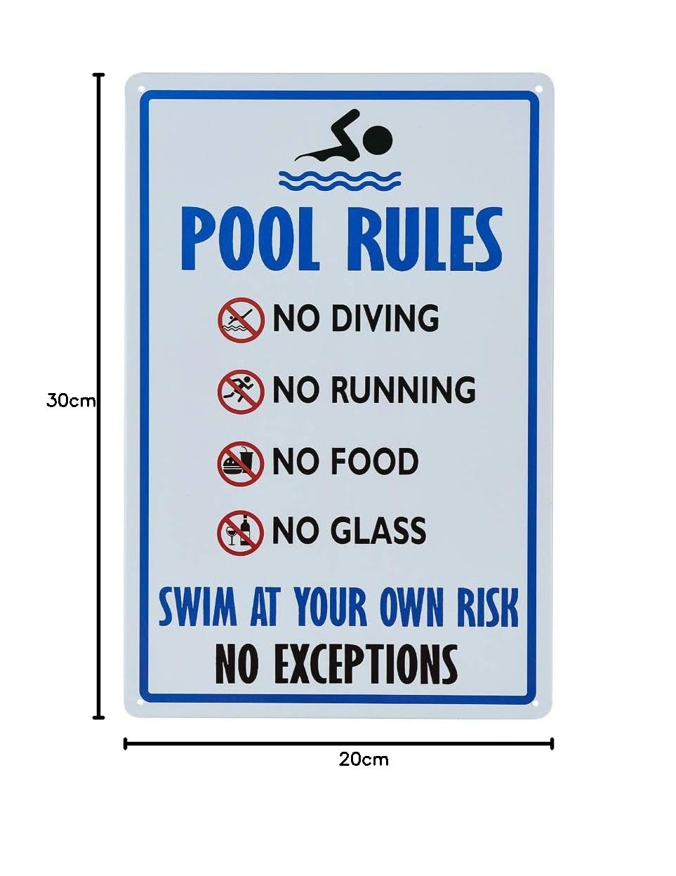 Paquete de 2 carteles de metal para habitación con diseño vintage envejecido, diseño de reglas de la piscina