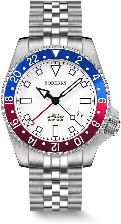 Men's Watch Titanium Automatic 200M Waterproof Diver Watch with GMT Automatic Movement and Titanium Bracelet—Admiral