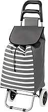 TIENDA EURASIA Shopping Trolley | 2 Wheels | Metal, Plastic PP, PVC, PE and Polyester | Maximum Weight 20 kg | Folded 35 x 88 x 8 cm Open 90 x 94 x 28 | Tube 16 mm | Capacity 33L (Grey Stripes)