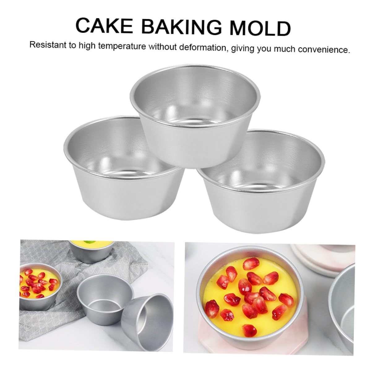 Garneck 3pezzi Stampo per Dolci in Acciaio al Carbonio da Teglia da Forno Semplice Antiaderente Stampo per Torte e Budini per Cucine Domestiche e Pasticcerie