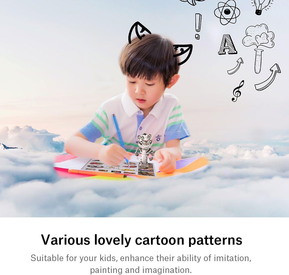 3D Drawing Templates, 20pcs 3D Pen Printing Paper Painting Graffiti Template 40 Cartoon Patterns for Kids DIY