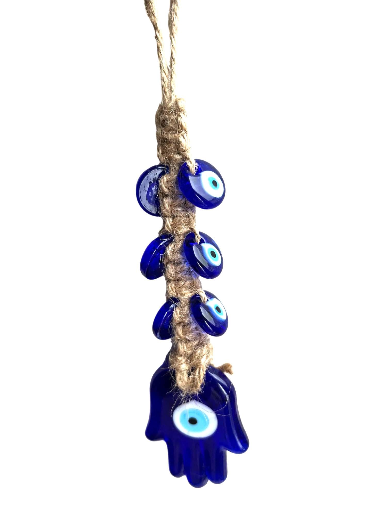 Belacasa Blue Evil Eye Fatima's Holy Hand Talisman Pendant Decoration, Handmade Ornament, Lucky Evil Eye Hanging Ornament Amulet For Car, Home And Office For Protection And Blessing (Style : A)