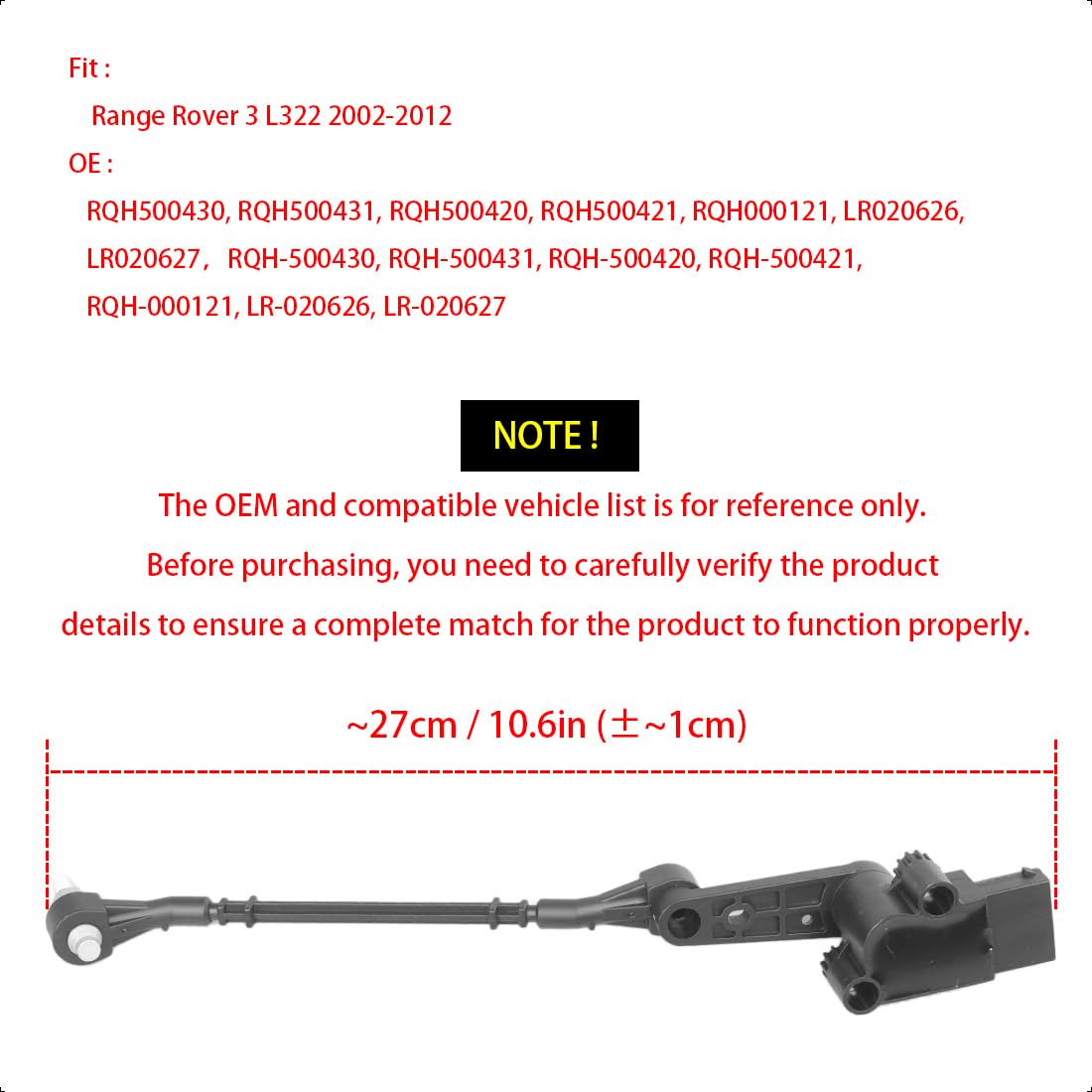 LR020626 Vorderachse Links Luftfahrwerksniveausensor Mit Halterung Luftfederungsniveau Niveauregulierung Für LAND ROVER Range Rover III Regler (L322) (Baujahr 03.2002 - 12.2012)