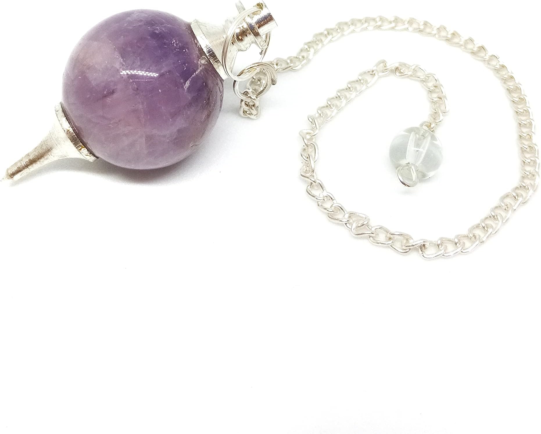 Round Ball Crystal Dowsing pendulum for Reiki Healing, Meditation, Crystal Healing (Amethyst)