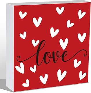 Valentines Day Decorations Valentines Day Decor Wooden Sign 5.9 x 5.9 Inch